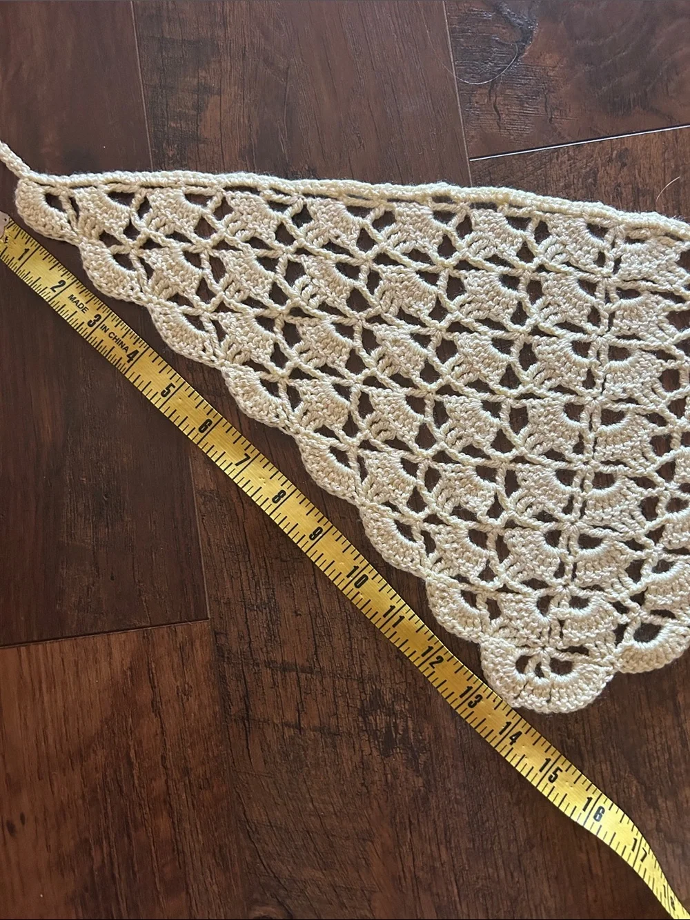 Delicate handmade Crochet Triangle hair bandana in Cream